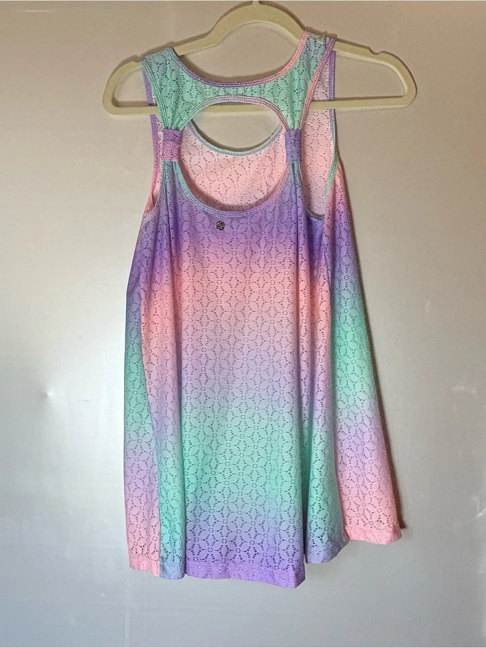 Justice Pastel Ombre Lace-Overlay Tank - Mint Pink Lavender